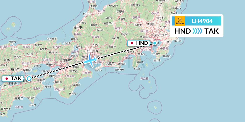 LH4904 Lufthansa Flight Map: Tokyo to Takamatsu