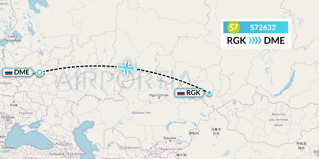S72632 S7 Airlines Flight Map: Gorno-Altaysk to Moscow