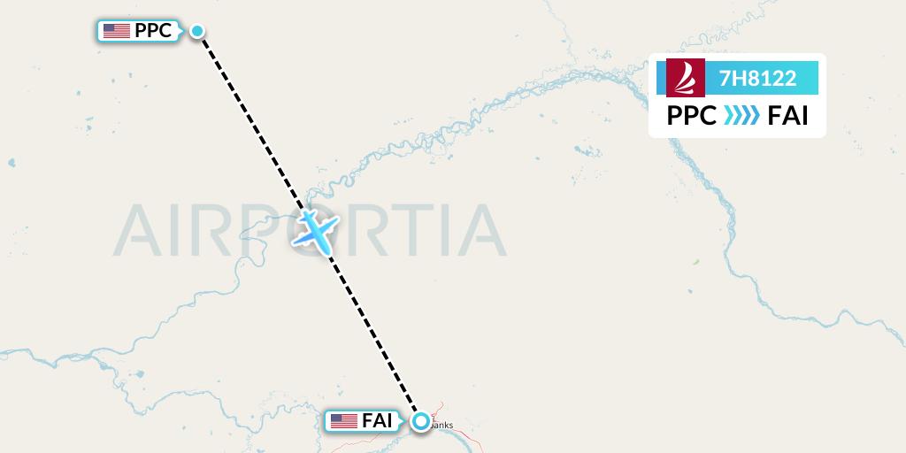 7H8122 Ravn Alaska Flight Map: Prospect Creek to Fairbanks
