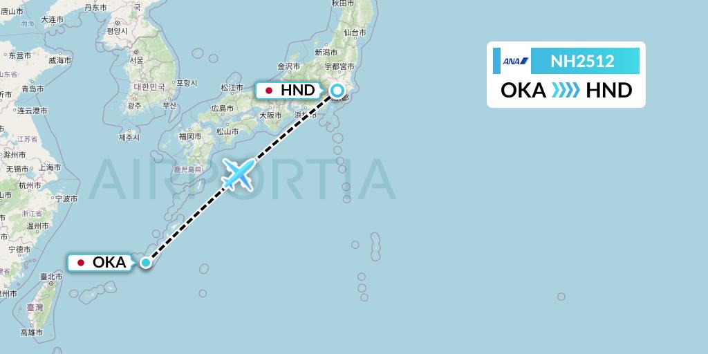 NH2512 All Nippon Airways Flight Map: Naha to Tokyo