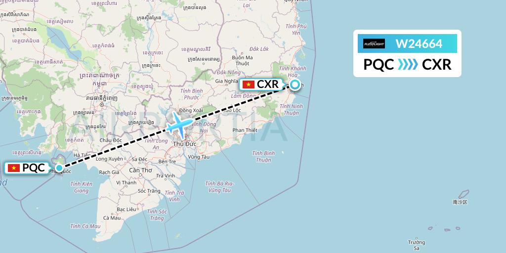 W24664 Flex Flight Flight Map: Phu Quoc to Nha Trang