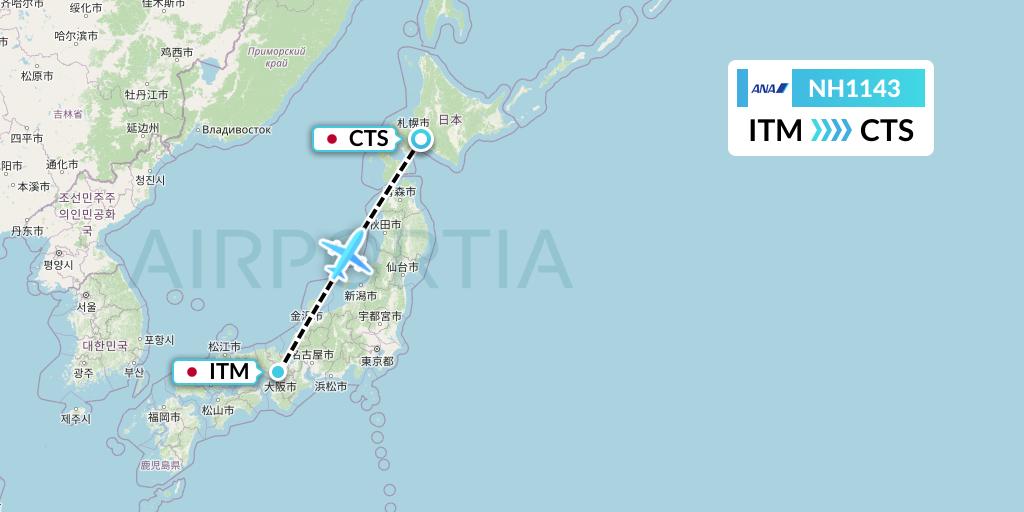 NH1143 All Nippon Airways Flight Map: Osaka to Sapporo