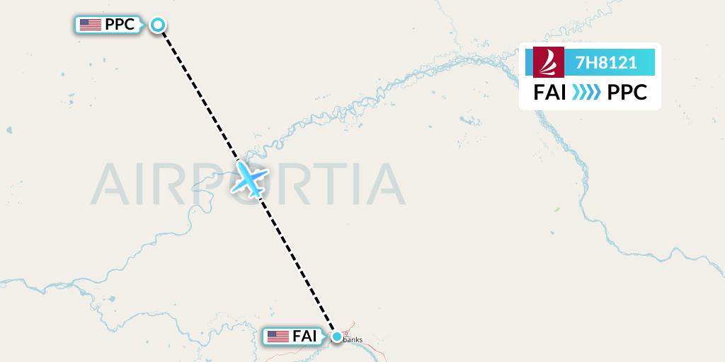 7H8121 Ravn Alaska Flight Map: Fairbanks to Prospect Creek