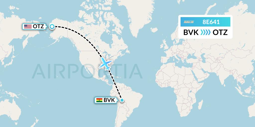 8E641 Bering Air Flight Map: Itenes to Kotzebue