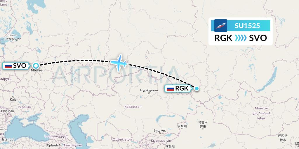 SU1525 Aeroflot Flight Map: Gorno-Altaysk to Moscow