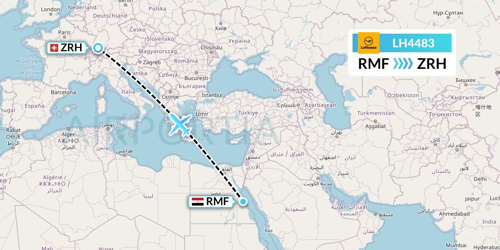 LH4483 Lufthansa Flight Map: Marsa Alam to Zurich