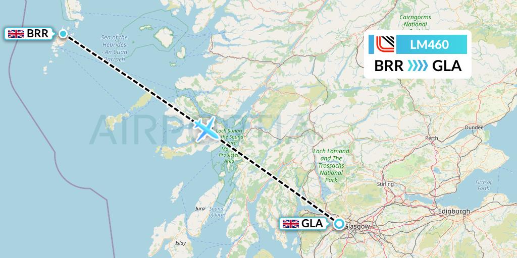 LM460 Loganair Flight Map: Barra to Glasgow