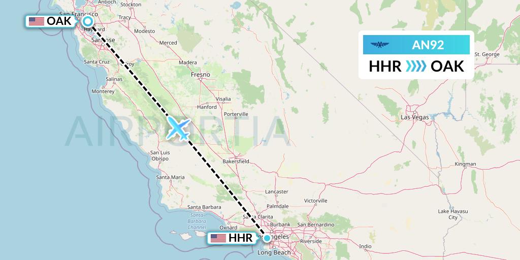 AN92 Advanced Air Flight Map: Hawthorne to Oakland