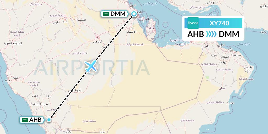 XY740 Flynas Flight Map: Abha to Dammam