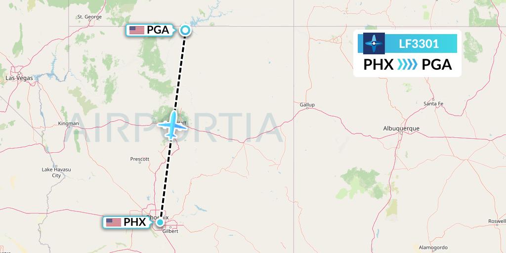 LF3301 Corporate Flight Management Flight Map: Phoenix to Page