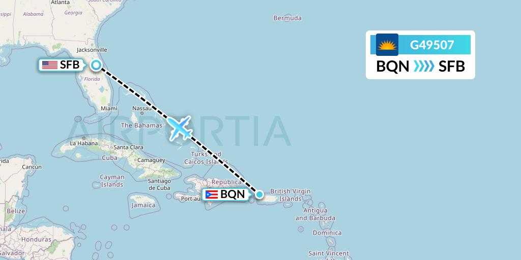G49507 Allegiant Air Flight Map: Aguadilla to Orlando