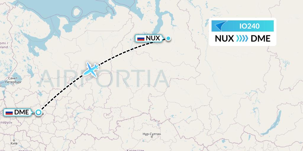 IO240 IrAero Flight Map: Novy Urengoy to Moscow