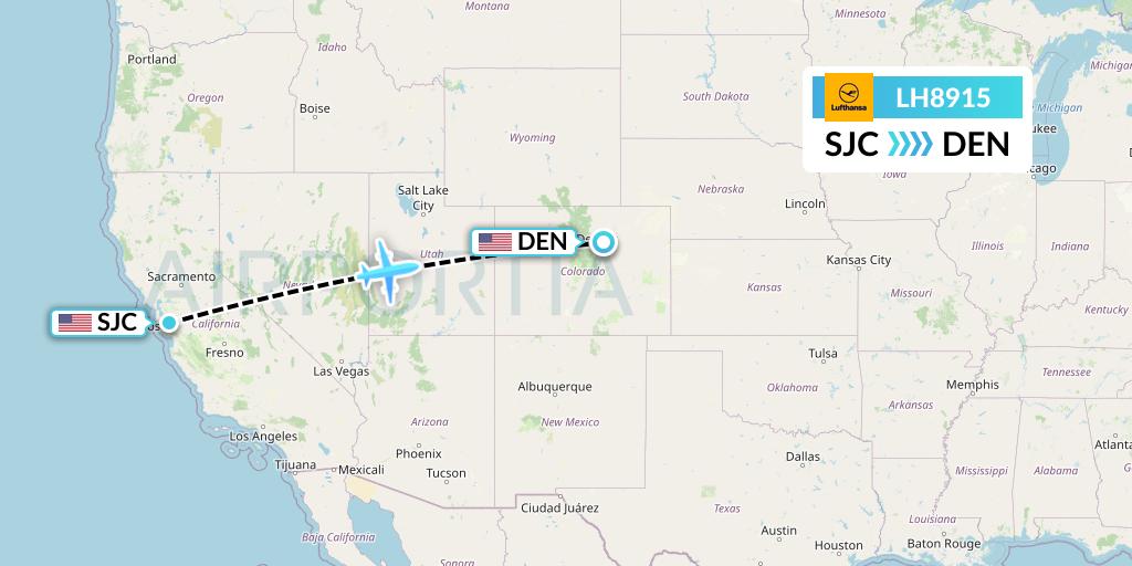 LH8915 Lufthansa Flight Map: San Jose to Denver