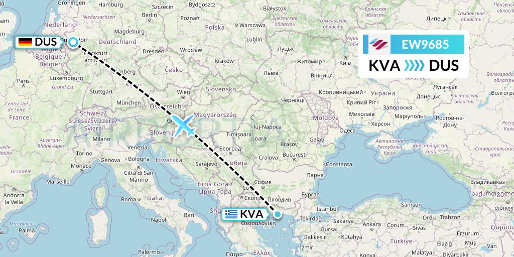 EW9685 Eurowings Flight Map: Kavala to Dusseldorf