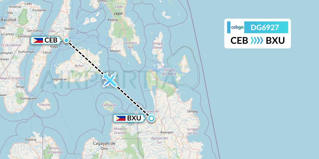 DG6927 Cebgo Flight Map: Cebu to Butuan