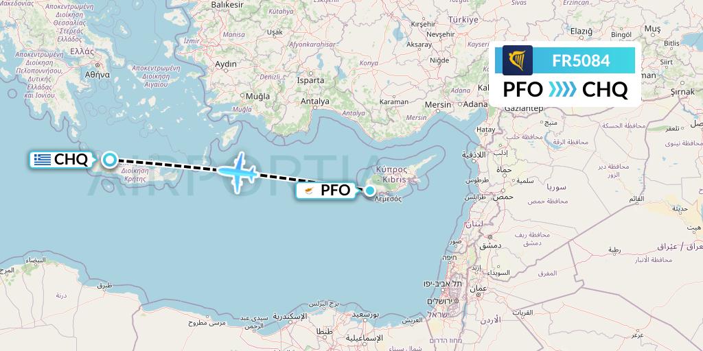FR5084 Ryanair Flight Map: Pafos to Chania
