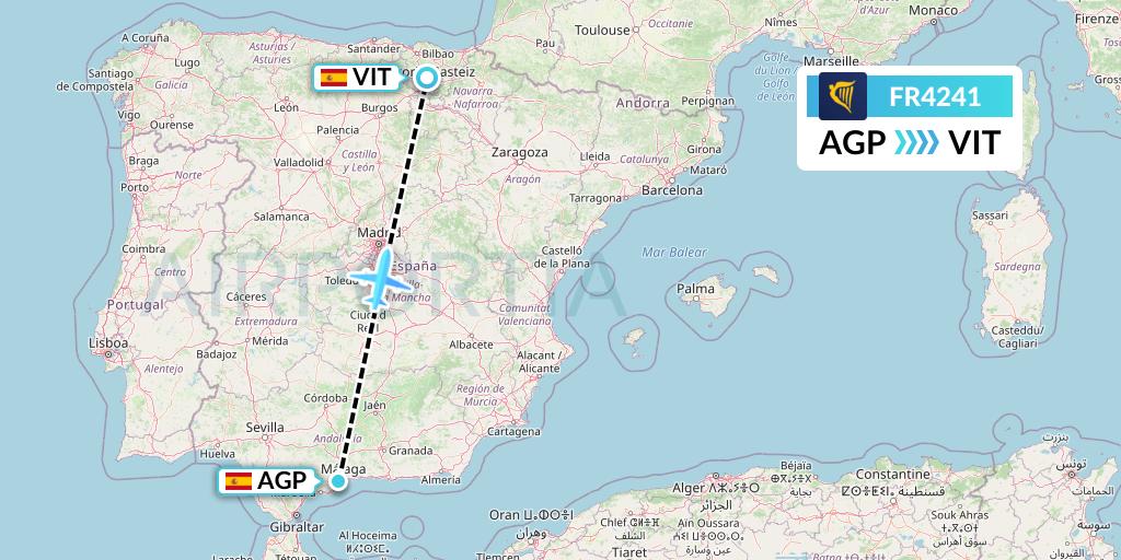 FR4241 Ryanair Flight Map: Malaga to Vitoria