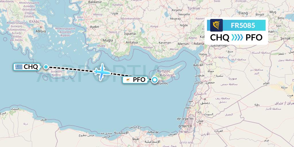 FR5085 Ryanair Flight Map: Chania to Pafos