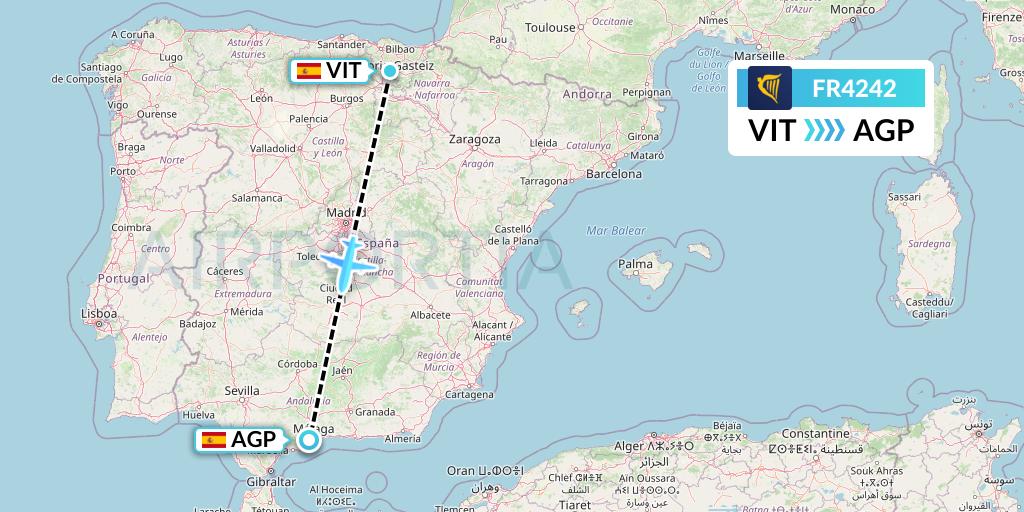FR4242 Ryanair Flight Map: Vitoria to Malaga