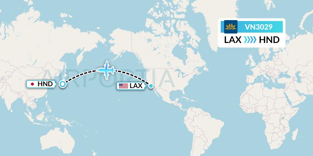 VN3029 Vietnam Airlines Flight Map: Los Angeles to Tokyo