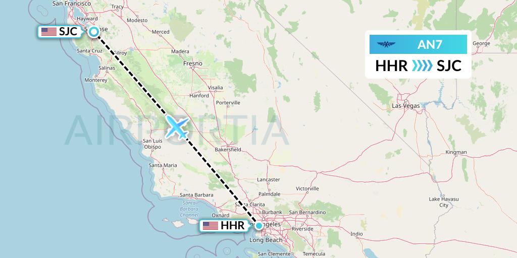 AN7 Advanced Air Flight Map: Hawthorne to San Jose