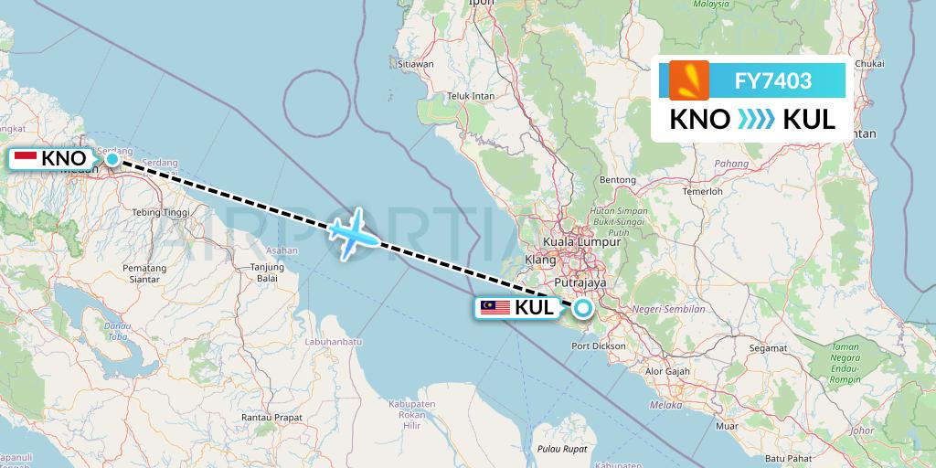 FY7403 Firefly Flight Map: Medan to Kuala Lumpur