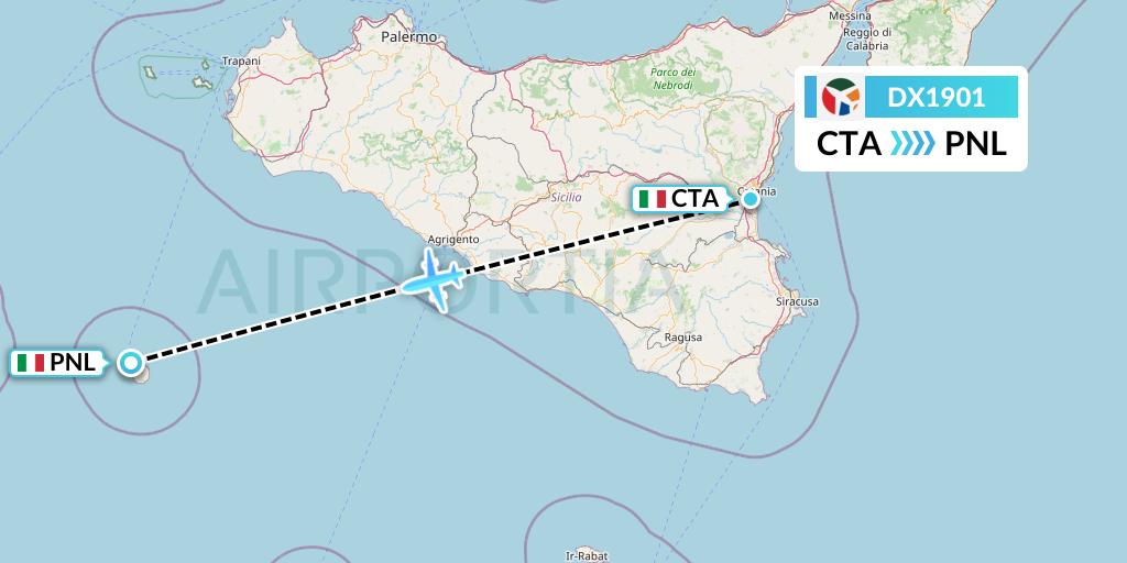 DX1901 Danish Air Transport Flight Map: Catania to Pantelleria