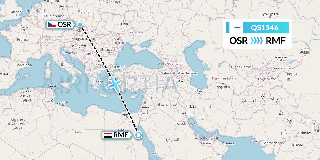 QS1346 Smartwings Flight Map: Ostrava to Marsa Alam
