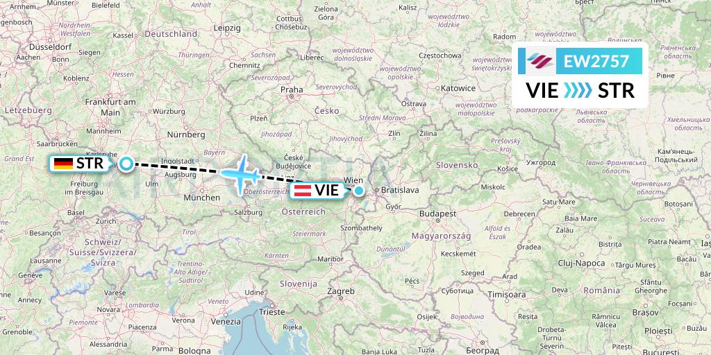 EW2757 Eurowings Flight Map: Vienna to Stuttgart