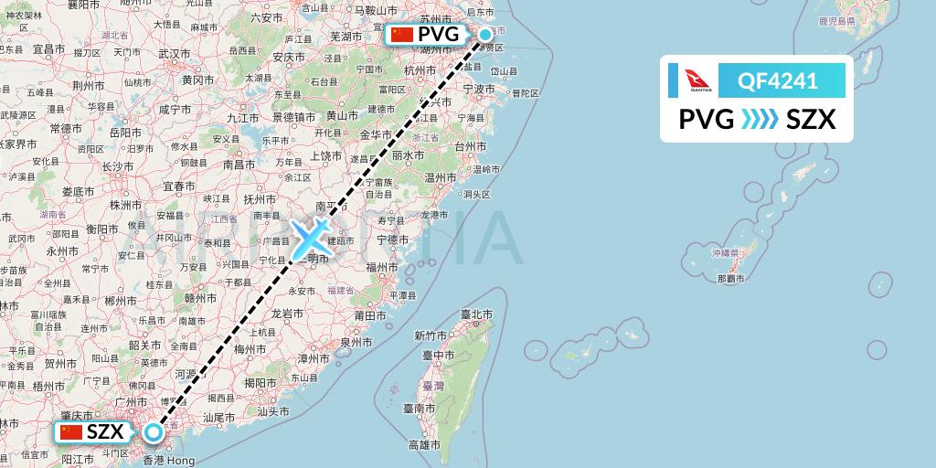 QF4241 Qantas Flight Map: Shanghai to Shenzhen