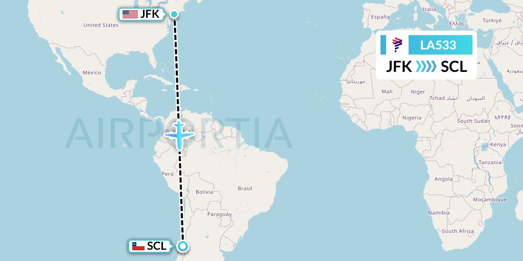 LA533 Flight Status LAN Airlines New York to Santiago (LAN533)