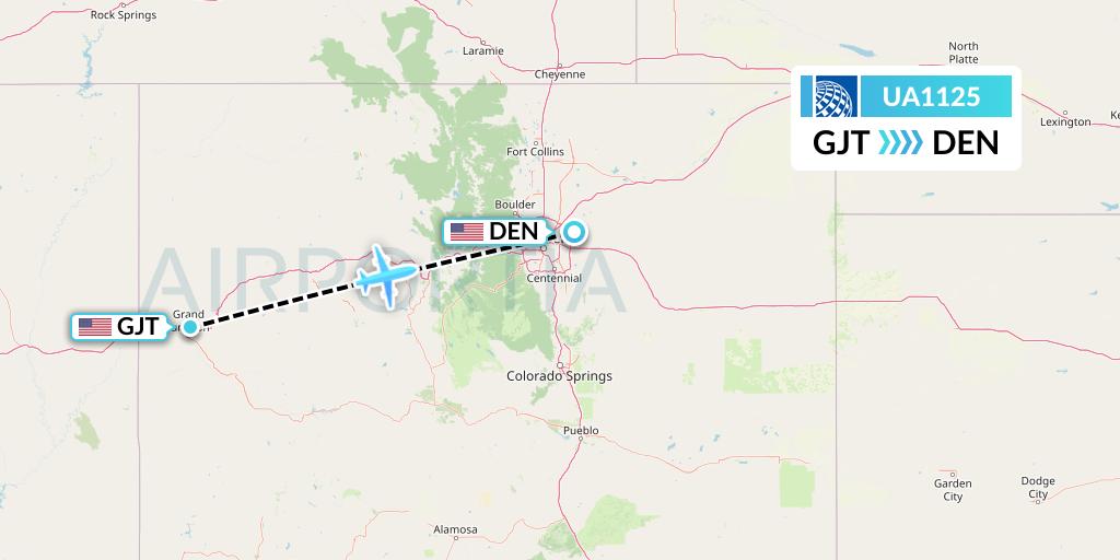 UA1125 United Airlines Flight Map: Grand Junction to Denver