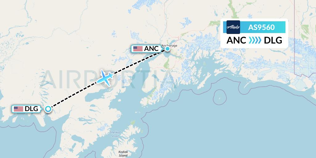 AS9560 Alaska Airlines Flight Map: Anchorage to Dillingham
