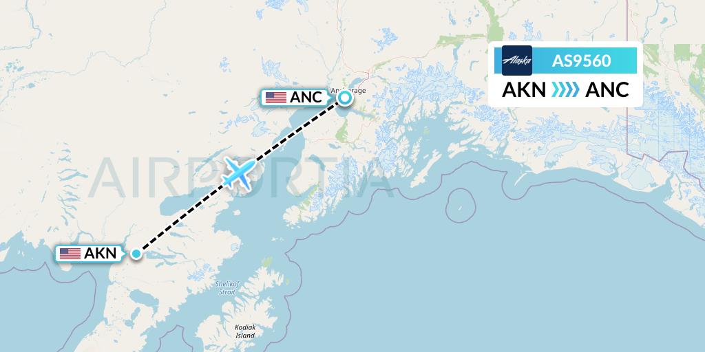 AS9560 Alaska Airlines Flight Map: King Salmon to Anchorage