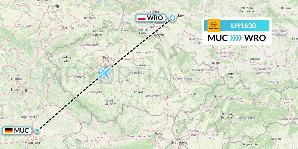 LH1630 Lufthansa Flight Map: Munich to Wroclaw