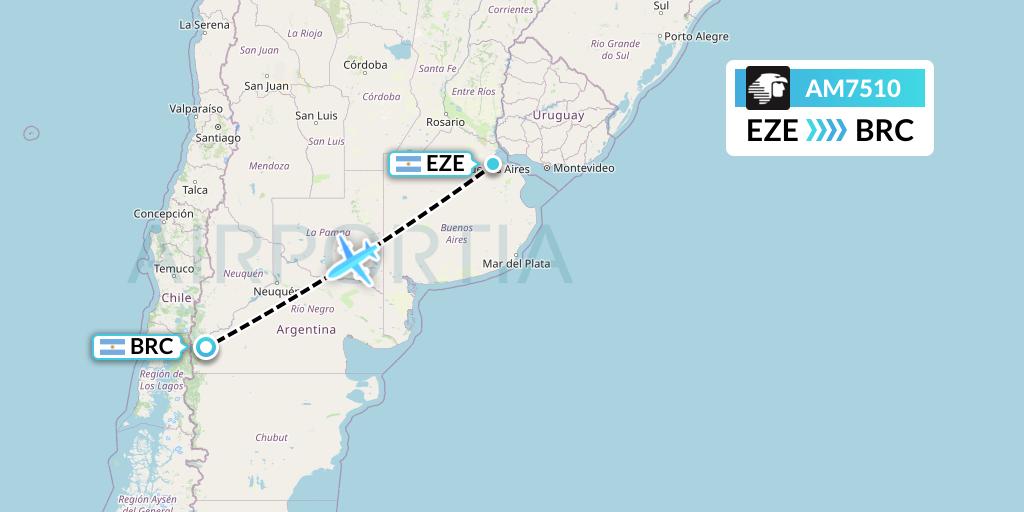 AM7510 Aeromexico Flight Map: Buenos Aires to San Carlos de Bariloche