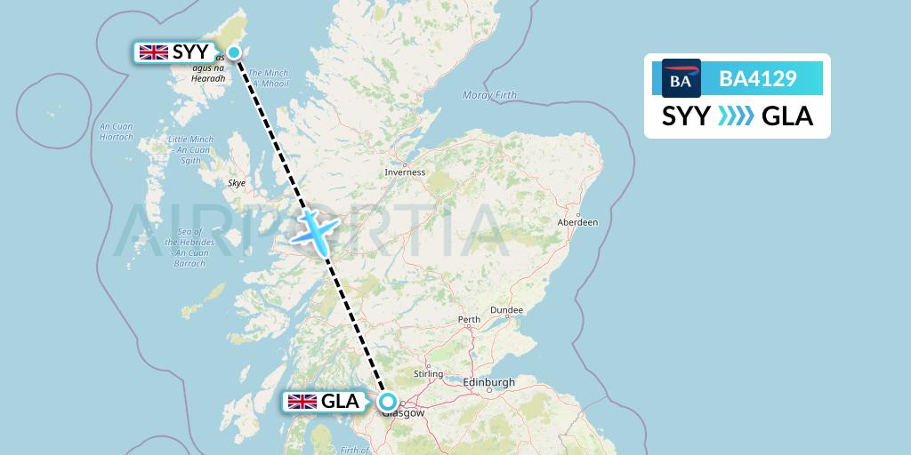BA4129 British Airways Flight Map: Stornoway to Glasgow