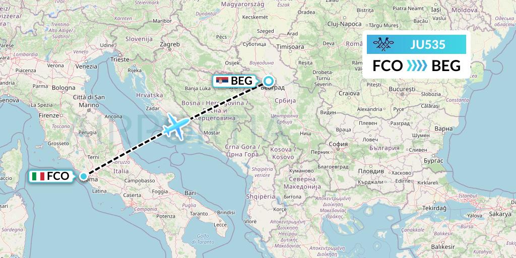 JU535 Flight Status AirSERBIA Rome to Belgrade (ASL535)