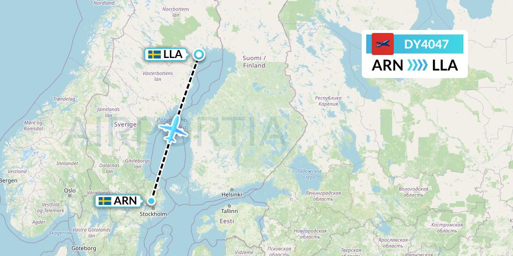 DY4047 Norwegian Flight Map: Stockholm to Lulea