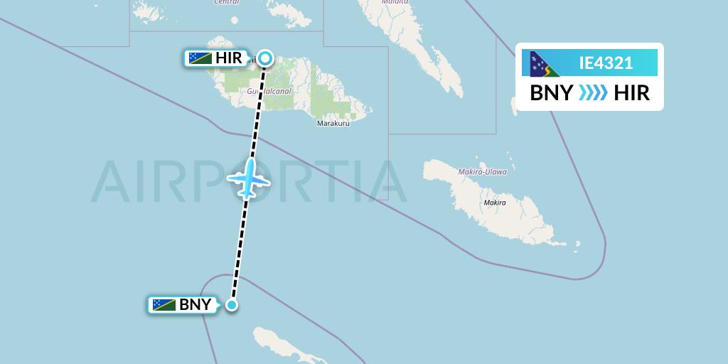 IE4321 Solomon Airlines Flight Map: Anua to Honiara