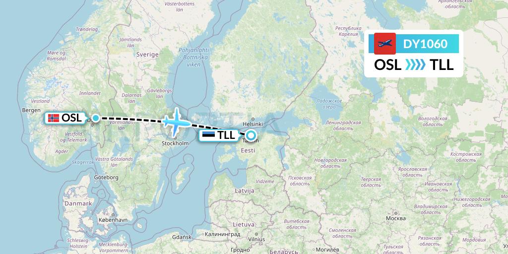 DY1060 Norwegian Flight Map: Oslo to Tallinn