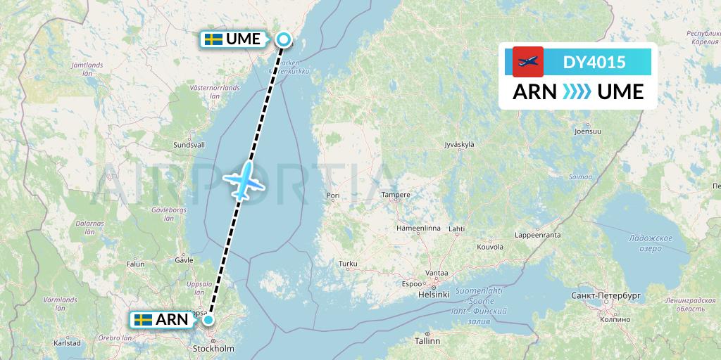 DY4015 Norwegian Flight Map: Stockholm to Umea