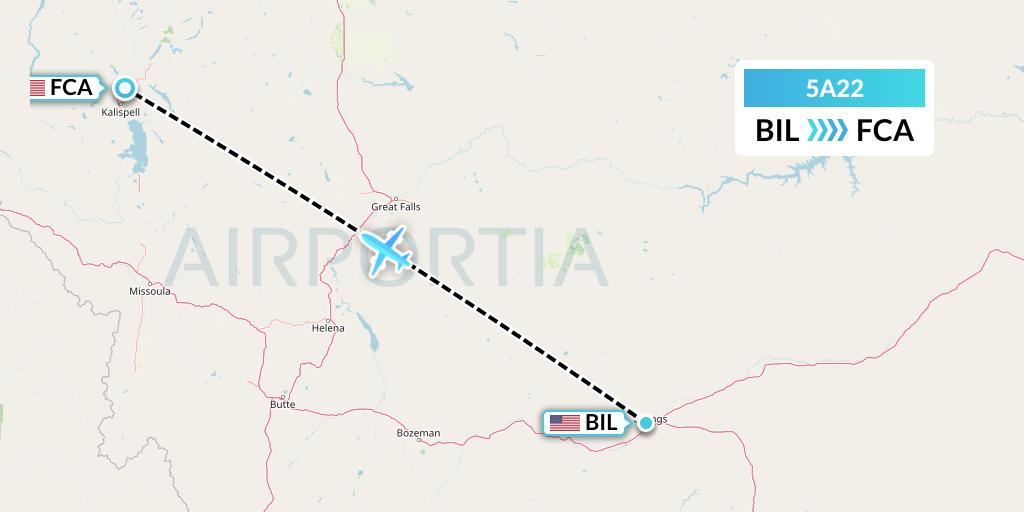 5A22 Alpine Air Express Flight Map: Billings to Kalispell