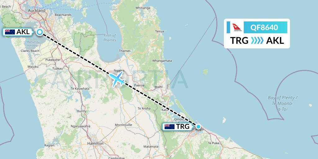 QF8640 Qantas Flight Map: Tauranga to Auckland