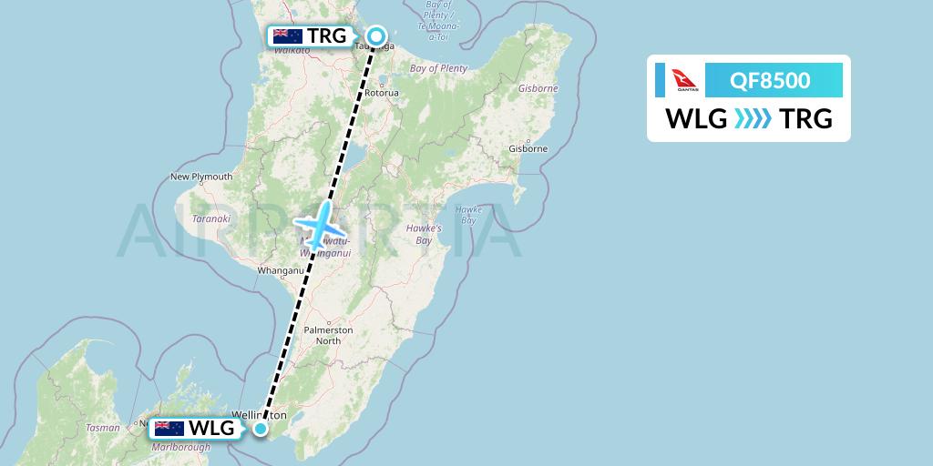 QF8500 Qantas Flight Map: Wellington to Tauranga