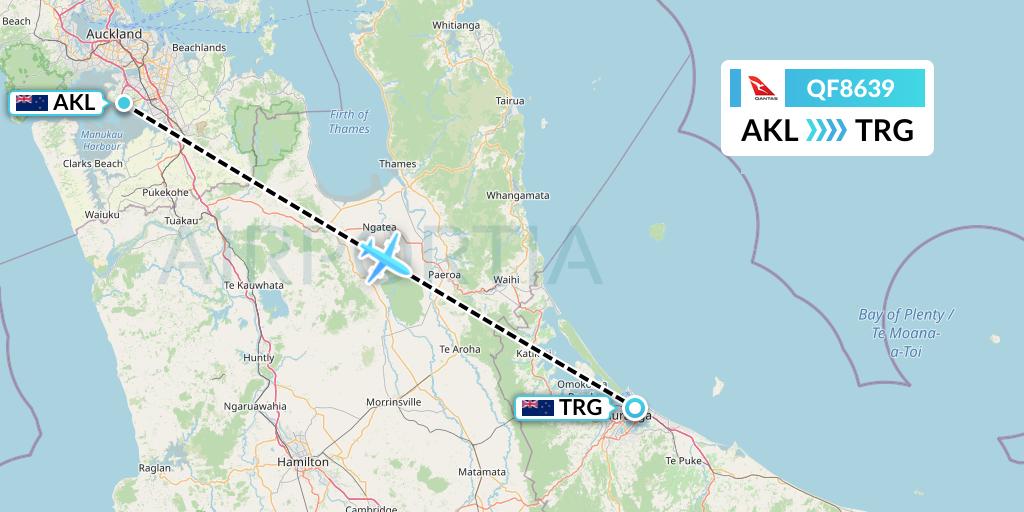 QF8639 Qantas Flight Map: Auckland to Tauranga