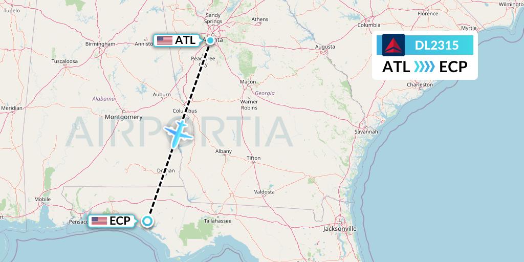 DL2315 Delta Air Lines Flight Map: Atlanta to Panama City