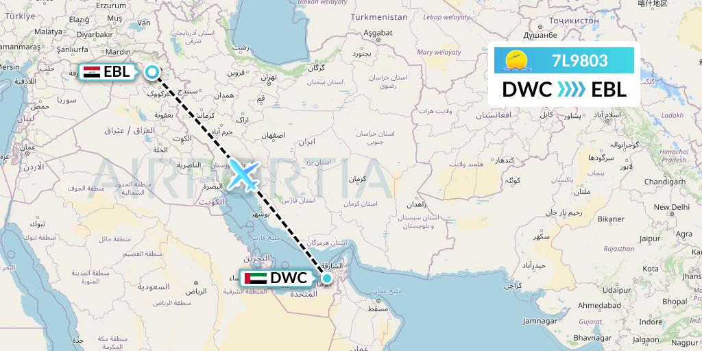 7L9803 Silk Way West Airlines Flight Map: Dubai to Arbil