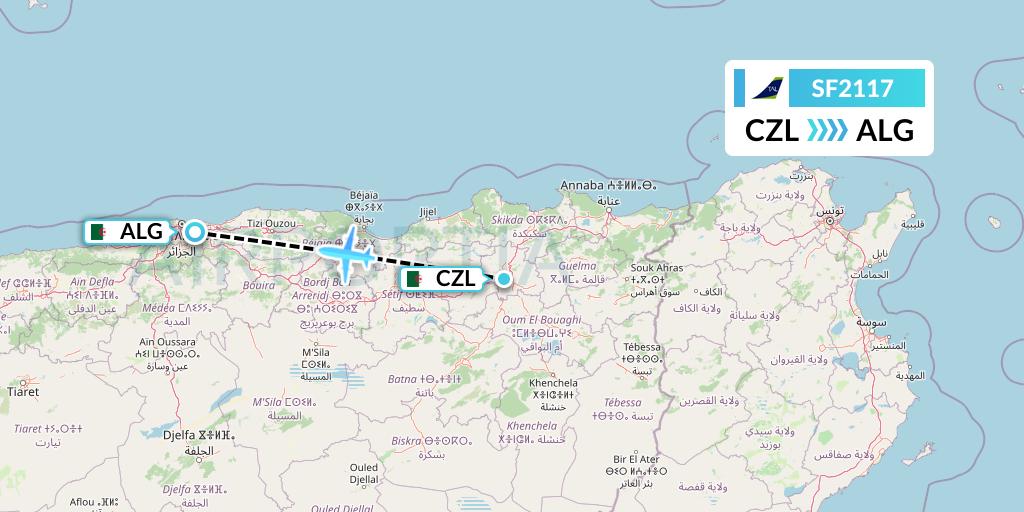 SF2117 Tassili Airlines Flight Map: Constantine to Algiers