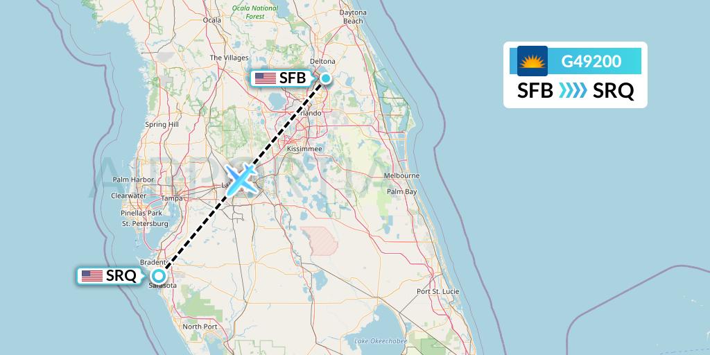 G49200 Allegiant Air Flight Map: Orlando to Sarasota